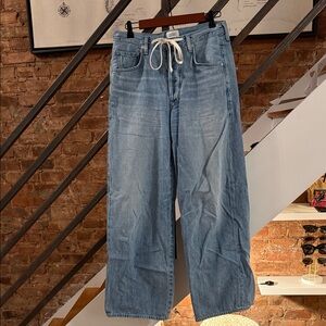 Citizens Of Humanity Light Blue Wide Straight Leg Jeans with Drawstring